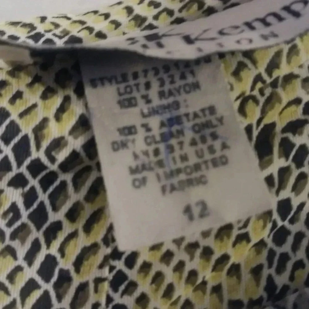 Russell Kemp Snakeskin Wrap Midi Skirt Yellow Green Black Size 12 Made in‎ USA